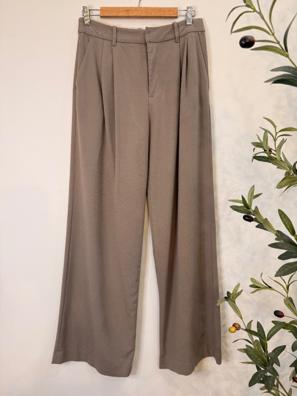 GAP High-Rise Brushed Twill Wide Leg Trousers Taupe Size 8